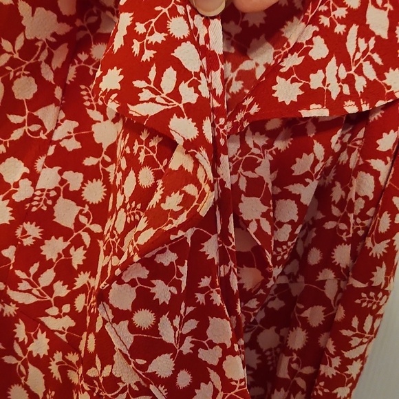 Max Studio Red Floral Ruffle Wrap Dress - Picture 4 of 16